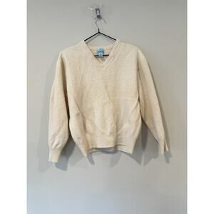 Qi Sport 100% Cashmere V- Neck Sweater Mens Pullover Size Large 2609